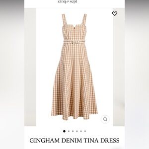 cinq a sept Gingham Denim Tina Dress - tan
